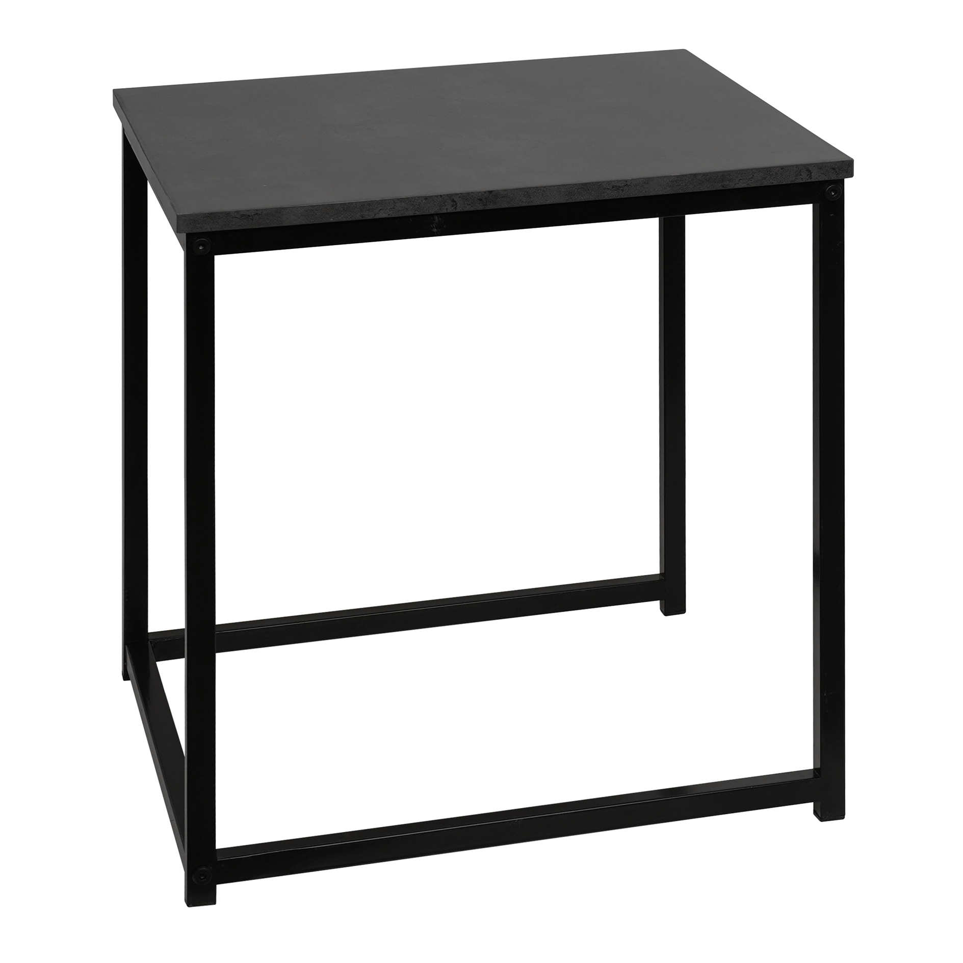 3er-Set Beistelltische - Betonoptik - schwarz - quadratisch