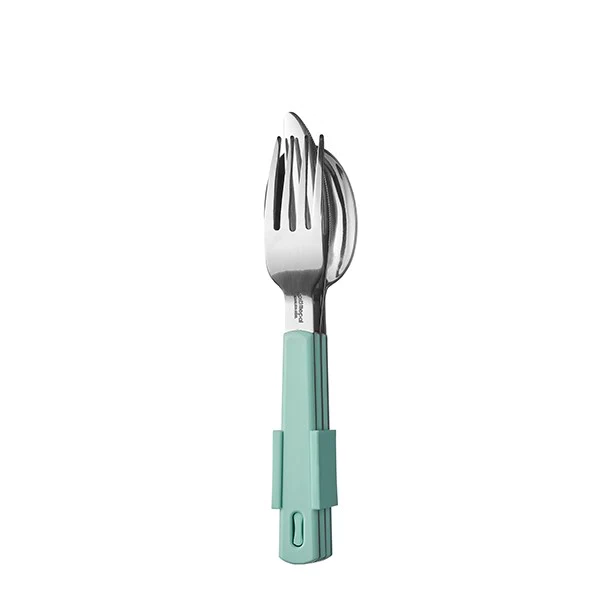 Set 3 couverts empilables vert eau Mepal