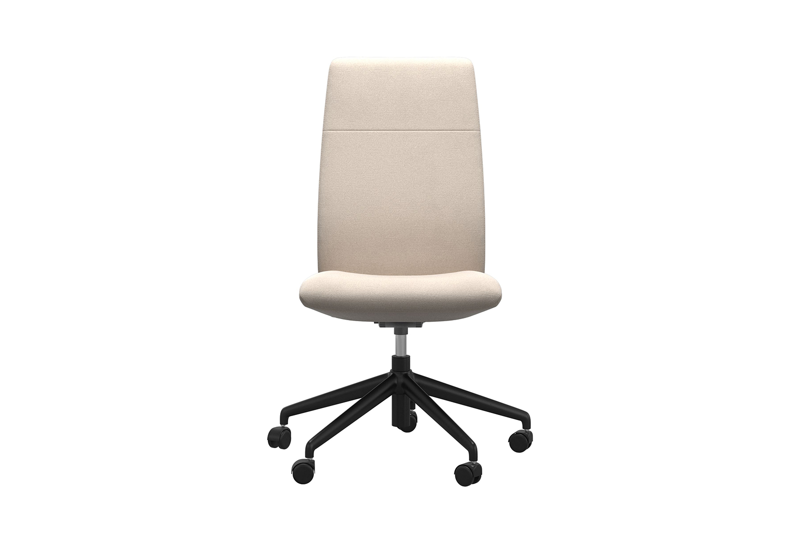 Chilli kontorstol Høy stol i tekstil Magnolia Light Beige uten arm og med matt sort understell
