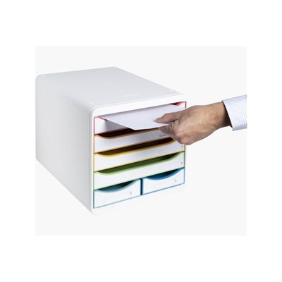 Exacompta Black Office - Module de classement 6 tiroirs - blanc/arlequin