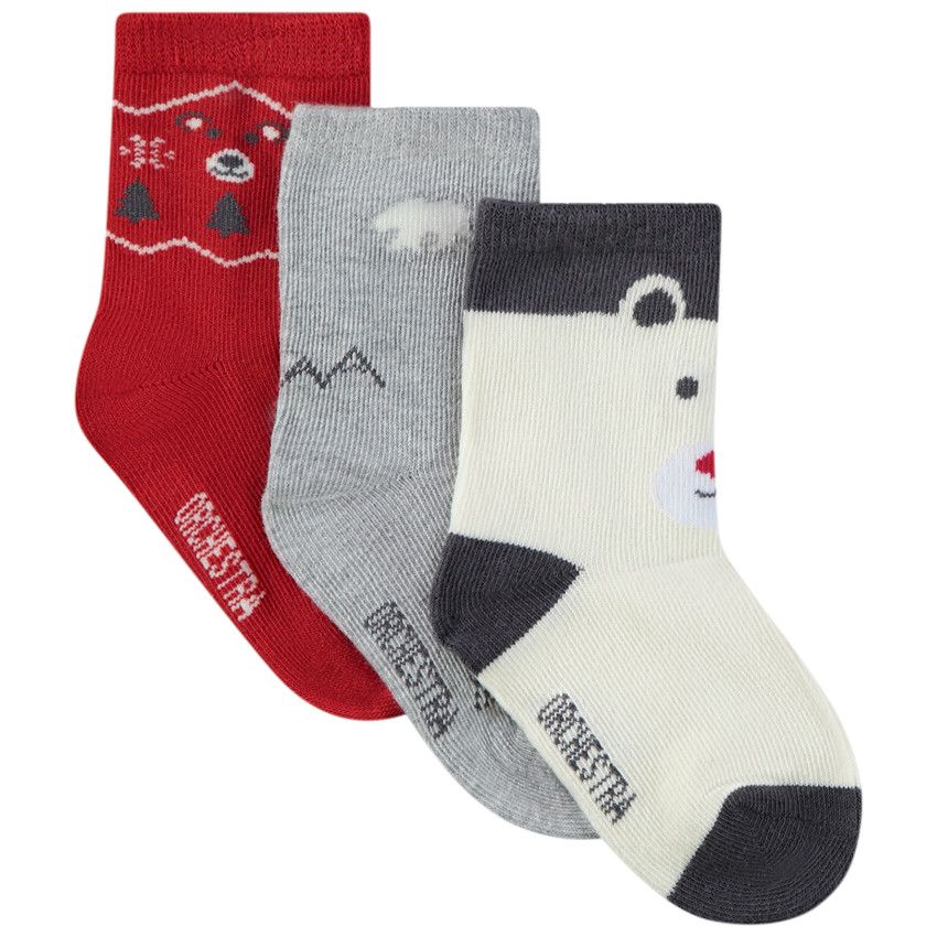 Lot de 3 paires de chaussettes print fantaisie pour bébé garçon - Ecru