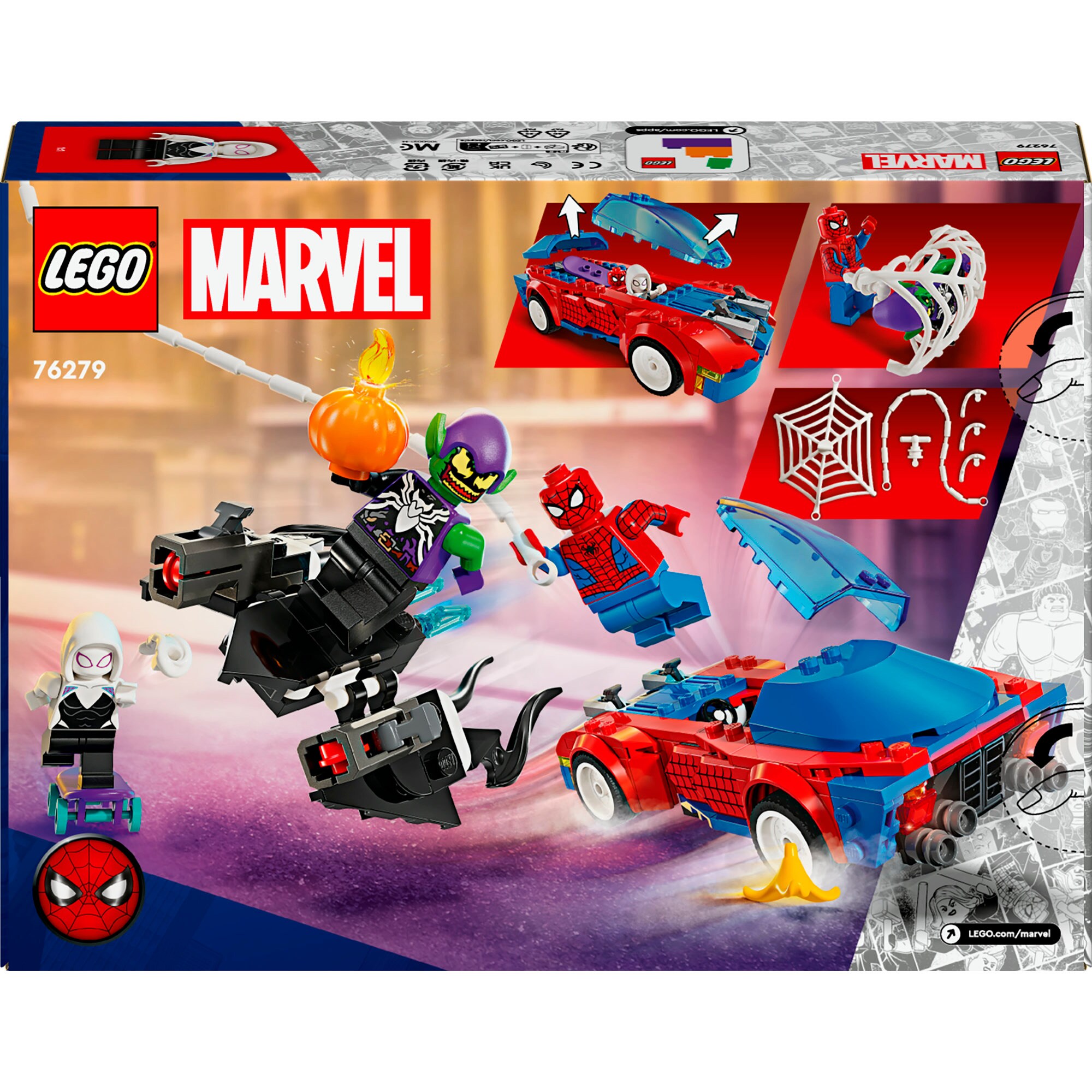 LEGO Konstruktionsspielzeug Marvel Super Heroes Spider-Mans Rennauto & Venom Green Goblin