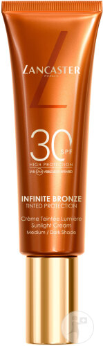 Lancaster Infinite Bronze Crème Solaire Protectrice Teintée IP30 Teinte Moyenne/Foncée Tube 50ml