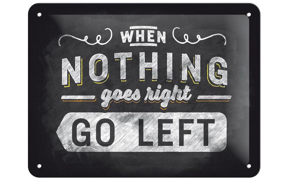 Schild Go left, Word up 15 x 20 cm, MetallBlechschild im Retro Design