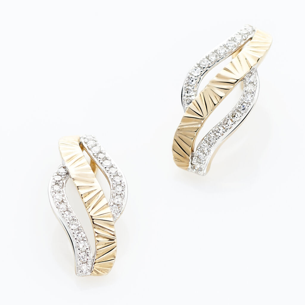 Boucles D'oreilles Puces Bathilde Or Jaune Diamant