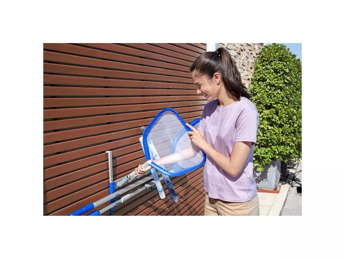 Organisateur Accessoires Piscines Crochet Support Bestway StorePro 57x18,2x42 cm 5 Accessoires et 2 Perches