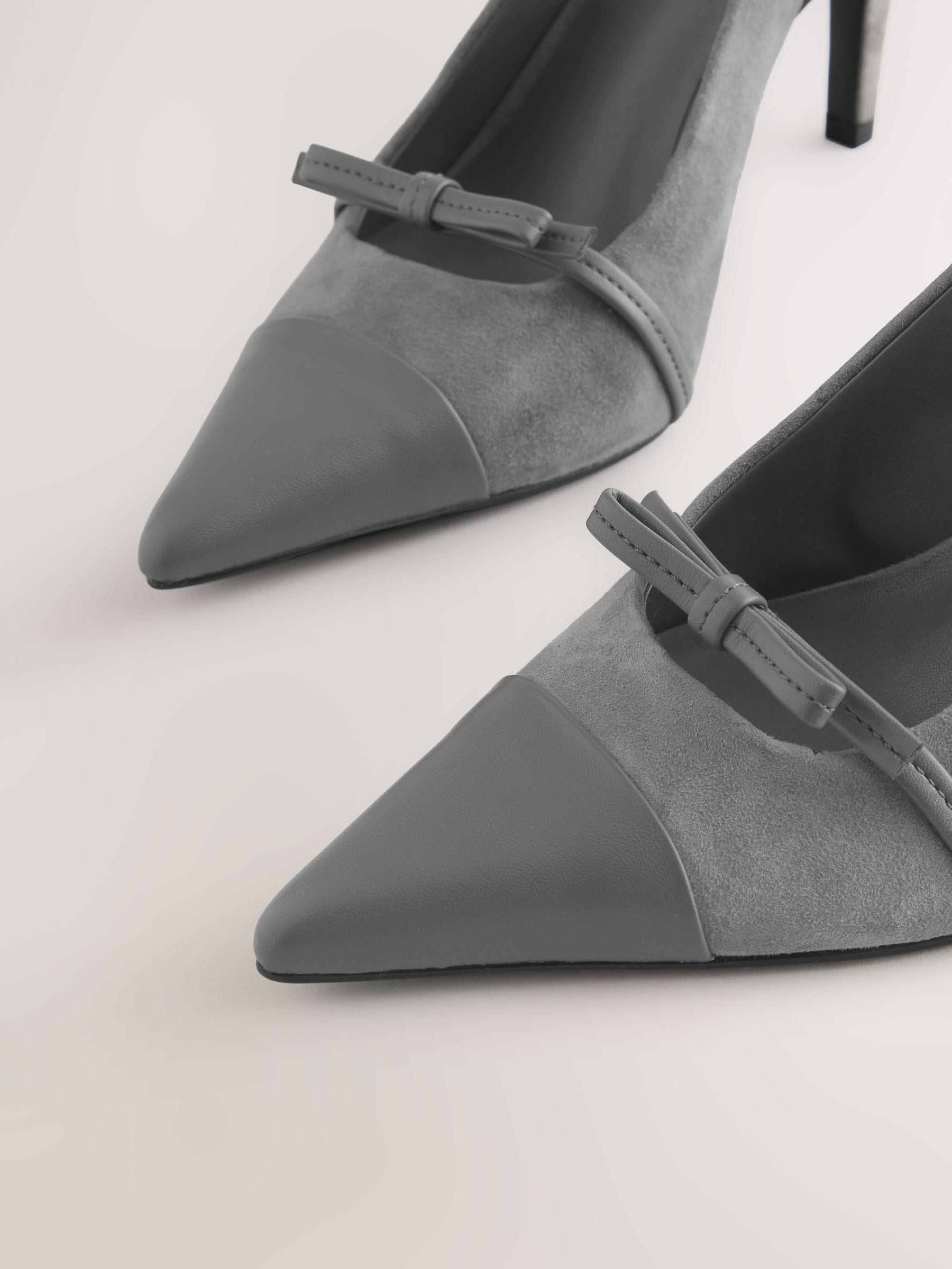 Grijs  suède - Forever Comfort® Leather Pointed Cutout Bow Slingback Heels