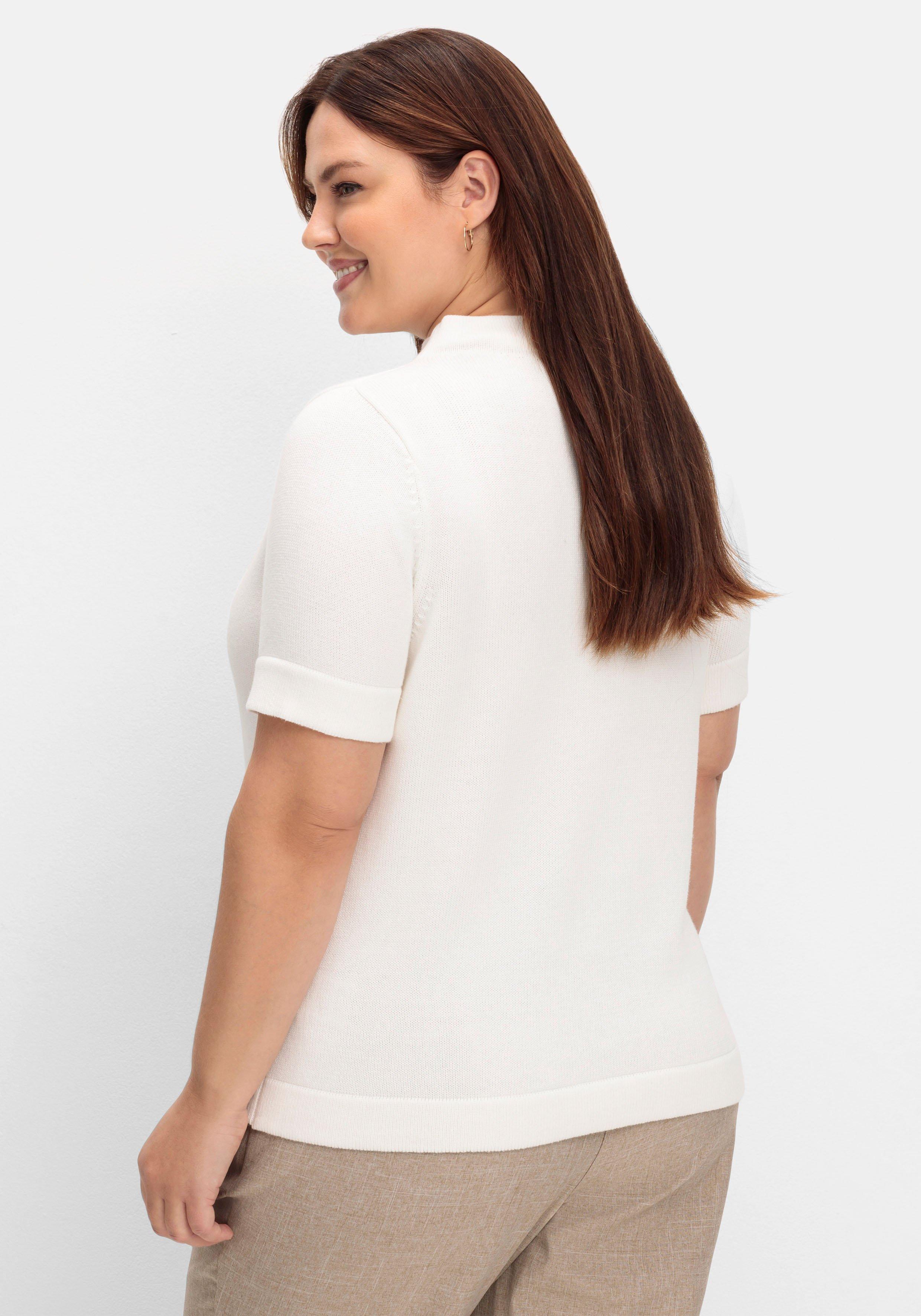 Pullover mit Halbarm und Stehkragen
