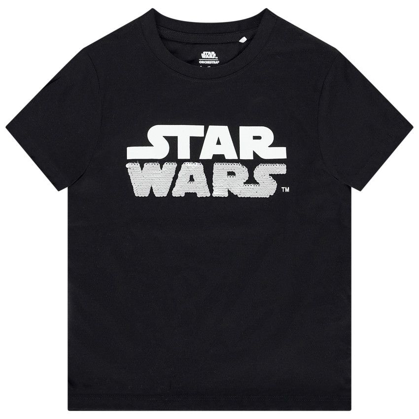 T-shirt manches courtes fantaisie Star Wars Disney à sequin pour garçon - Noir
