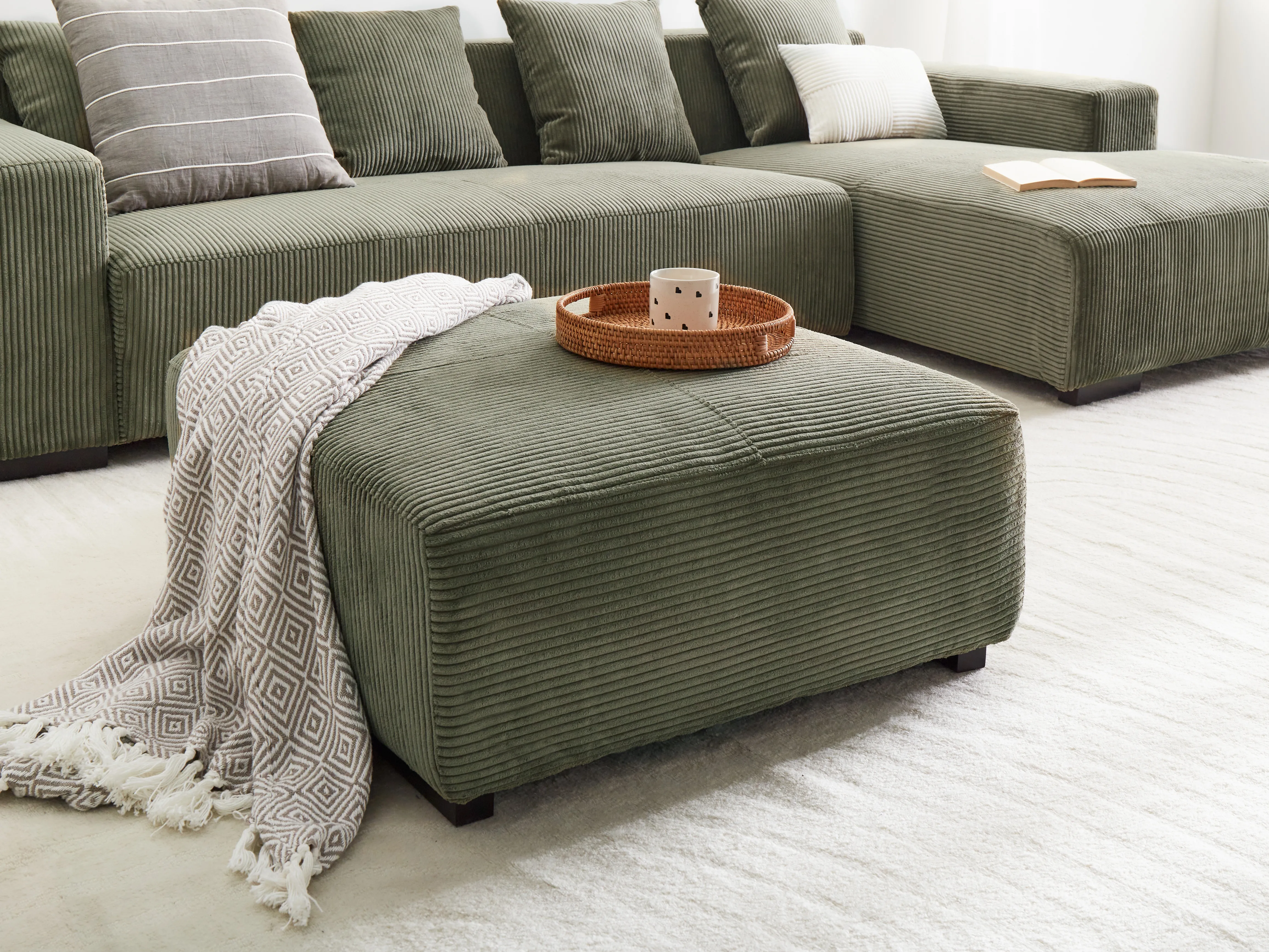 Ottomaan LUNGO Corduroy Groen