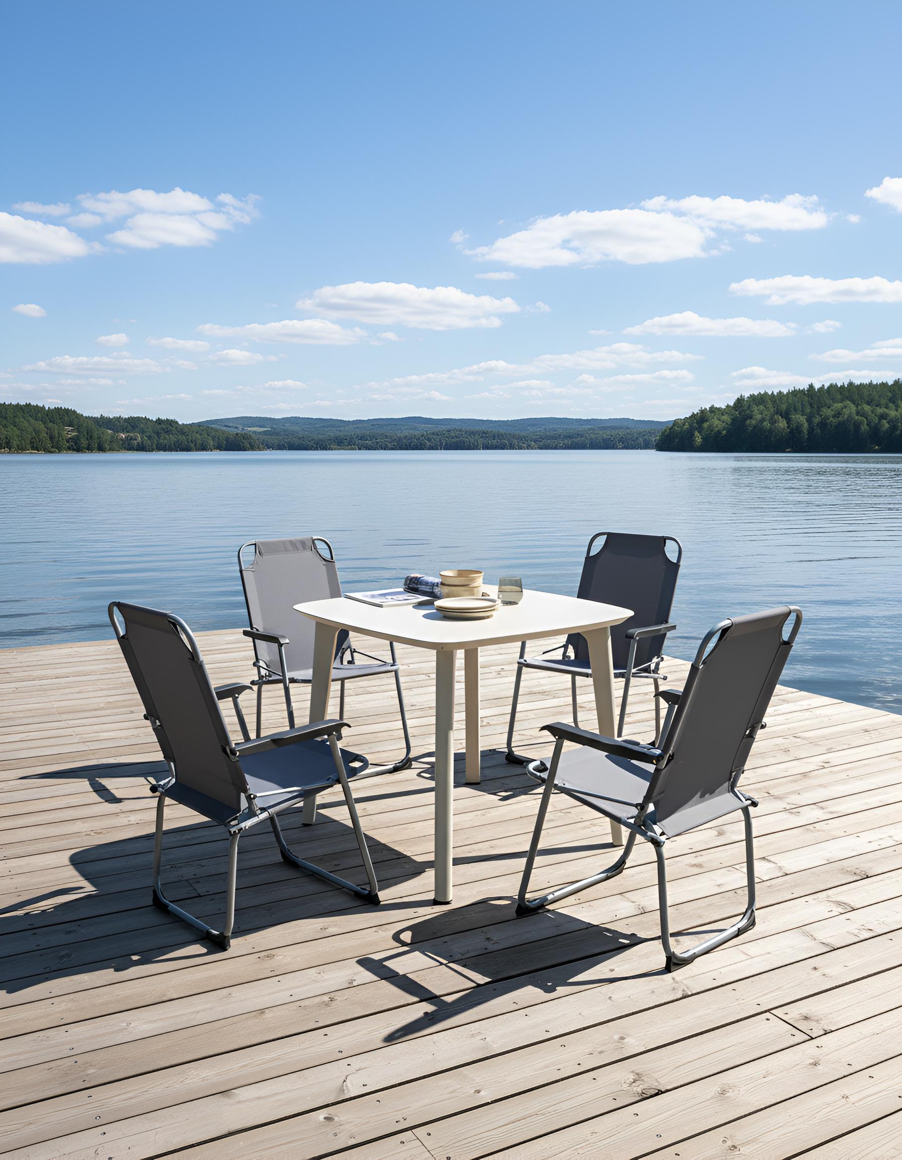 Set van 4 tuinstoelen GALATSI inklapbaar Metaal Grijs