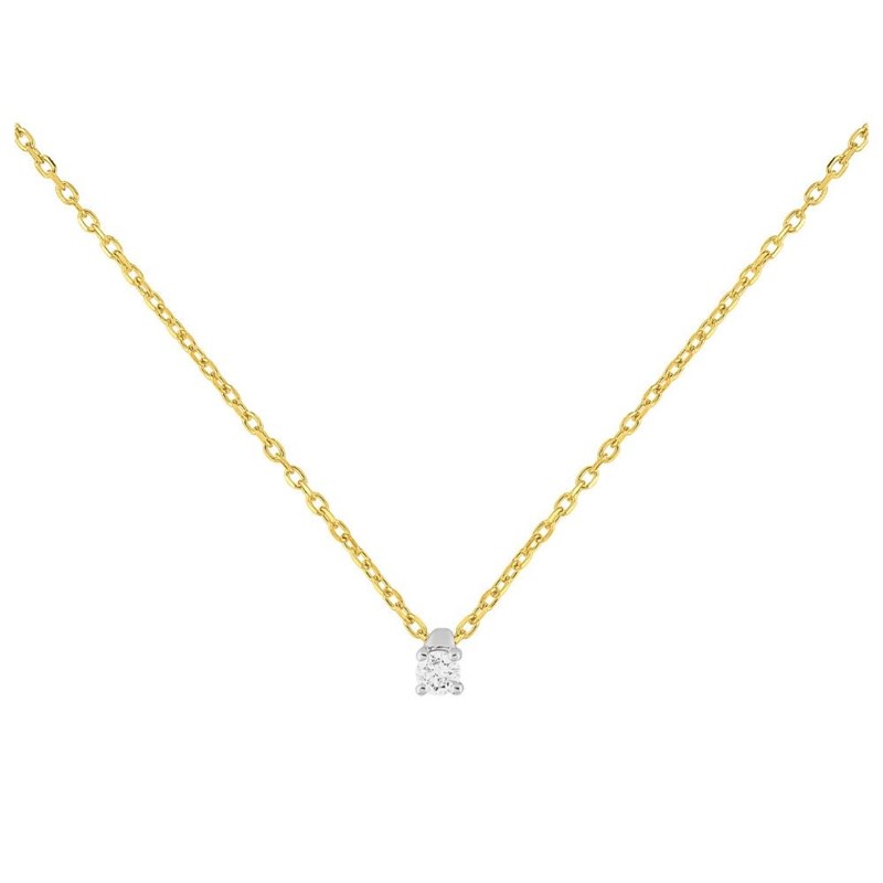 Collier diamant 0.04CT - Or jaune 9 carats