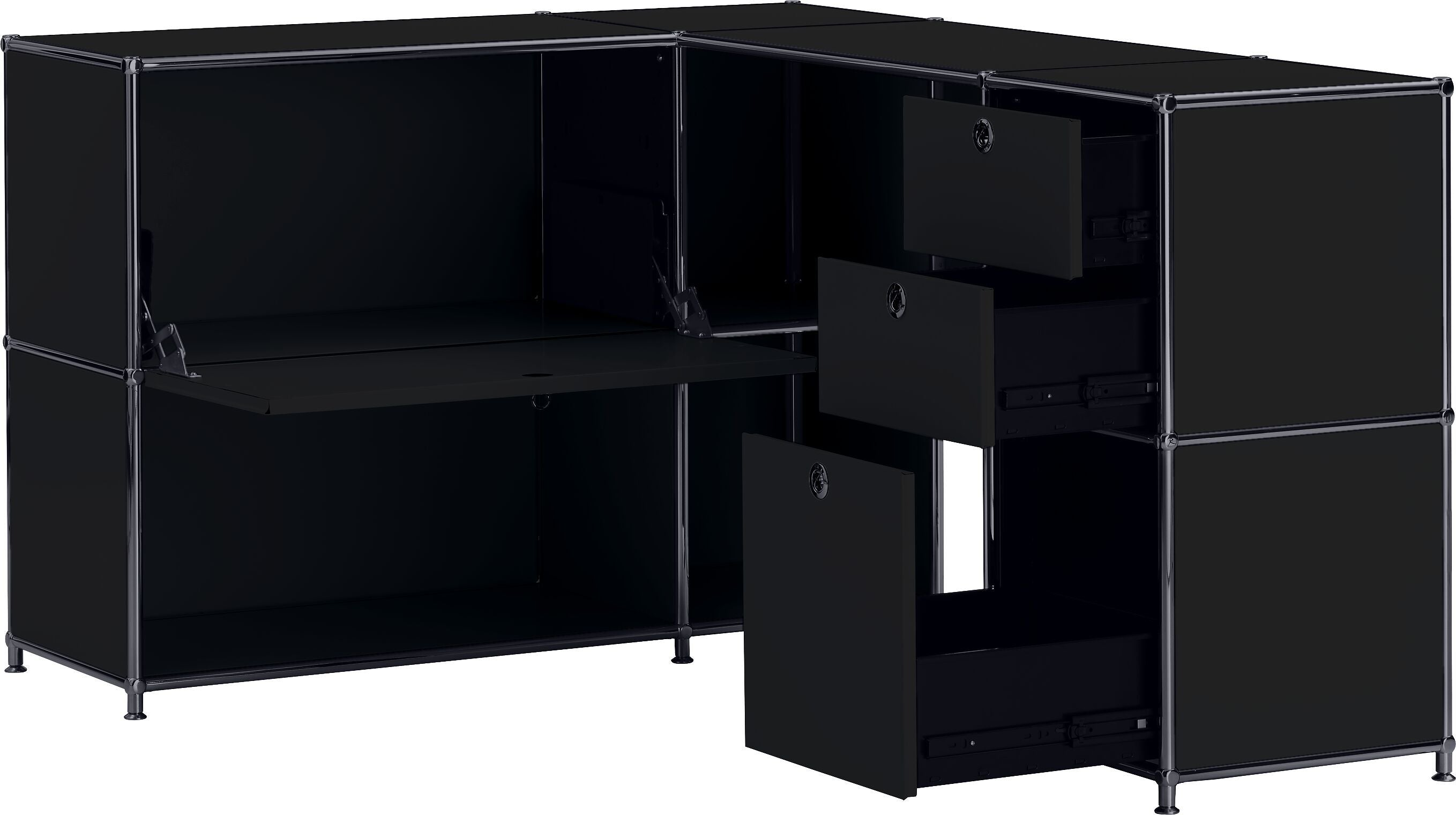 FLEXCUBE Eckschreibtisch - Schwarz / B: 152.0 cm x T: 115.0 cm x H: 80.0 cm