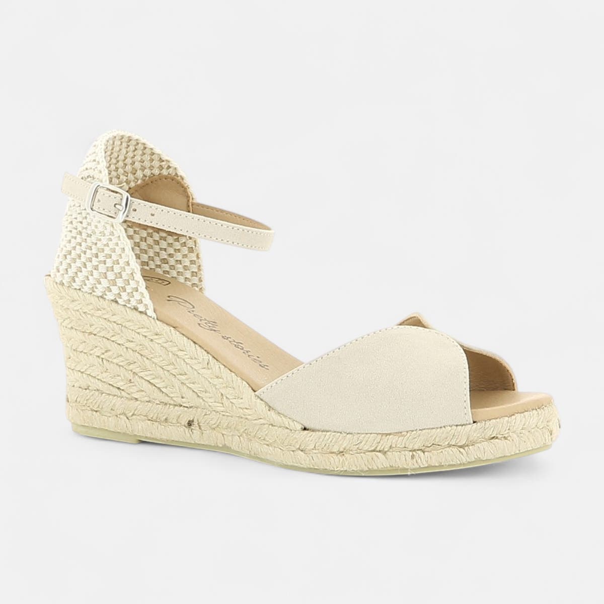 Espadrilles à talon compensé Femme beige