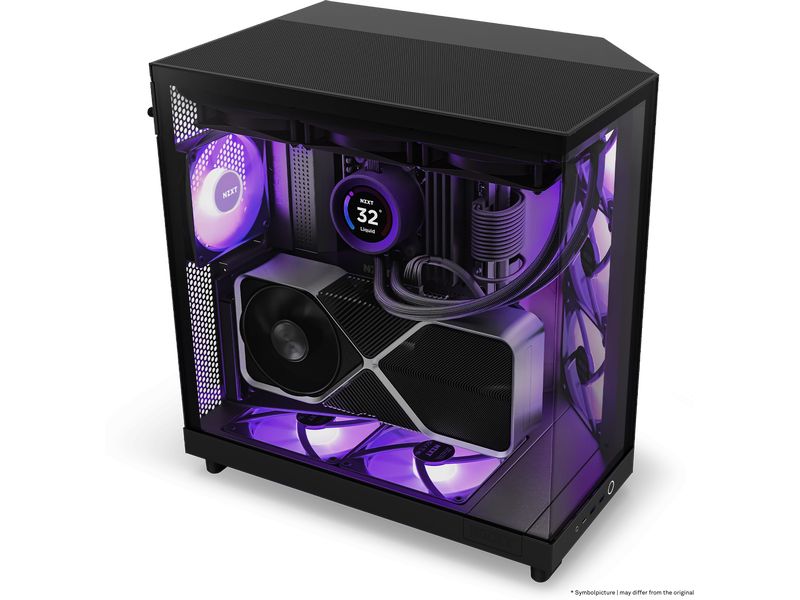 NZXT PC-Gehäuse H6 RGB Flow Schwarz Kompaktes Mid-Tower-Gehäuse mit hohem Luftstrom und RGB Lüftern