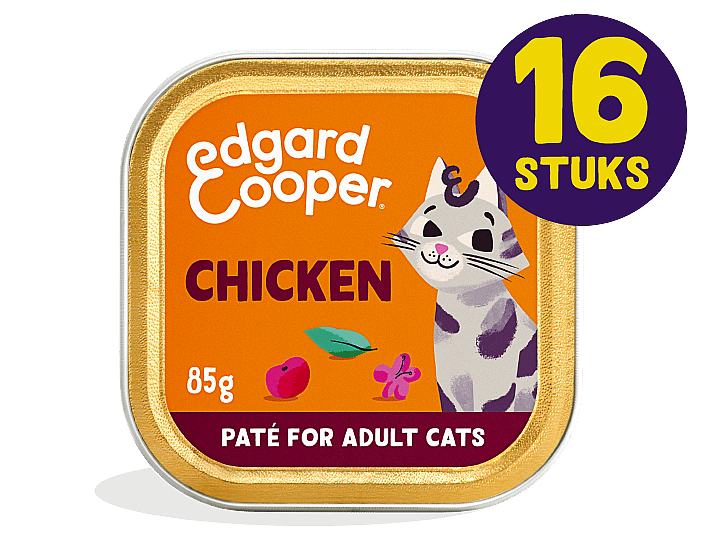 Edgard & Cooper Kuipjes Kip Pate Adult Kat 16 x 85 gram | 12567