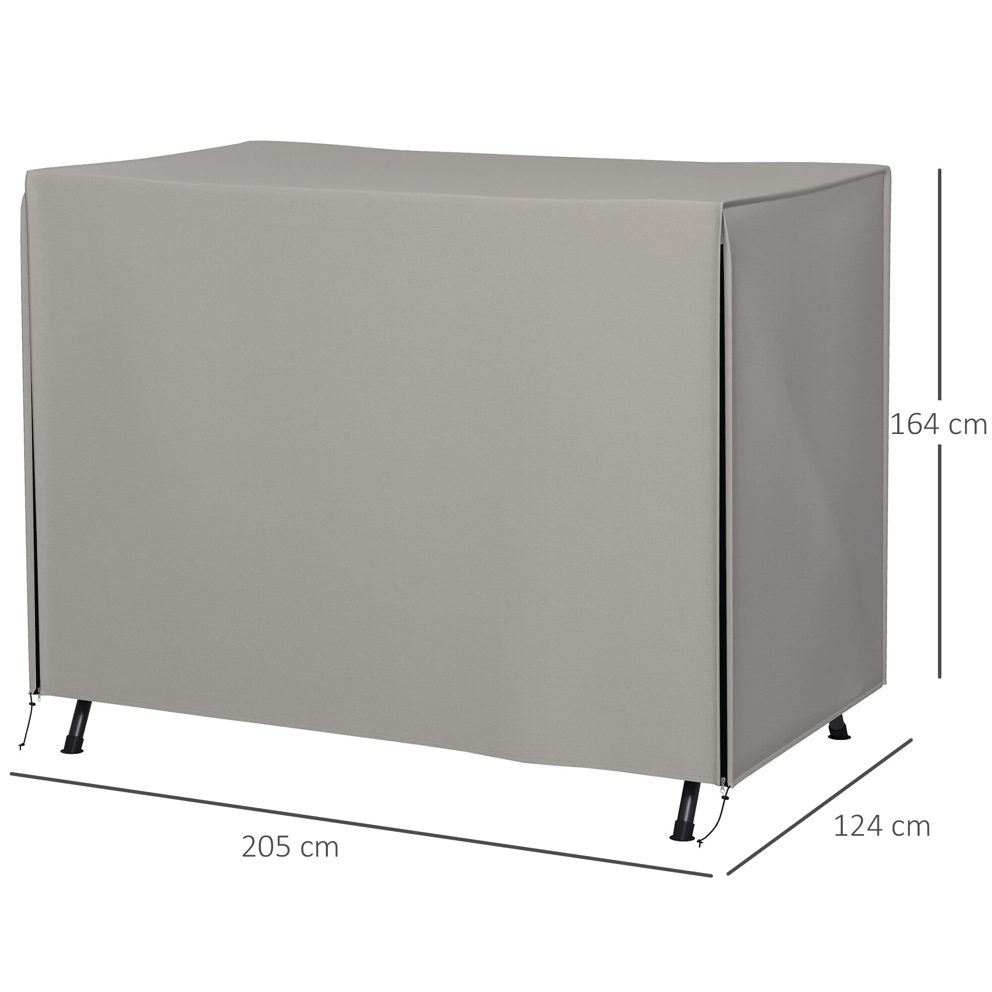 Outsunny Abdeckhaube für Hollywoodschaukeln mit Reißverschluss grau 205L x 124B x 164H cm