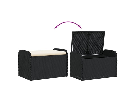 VIDAXL - Banc de jardin Banc de rangement avec coussin noir 80x51x52 cm résine tress...
