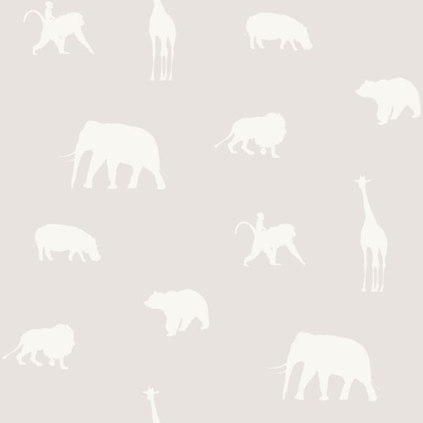 Estahome Dieren Behang - 0,53 x 10,05 m - Glanzend Warm Grijs