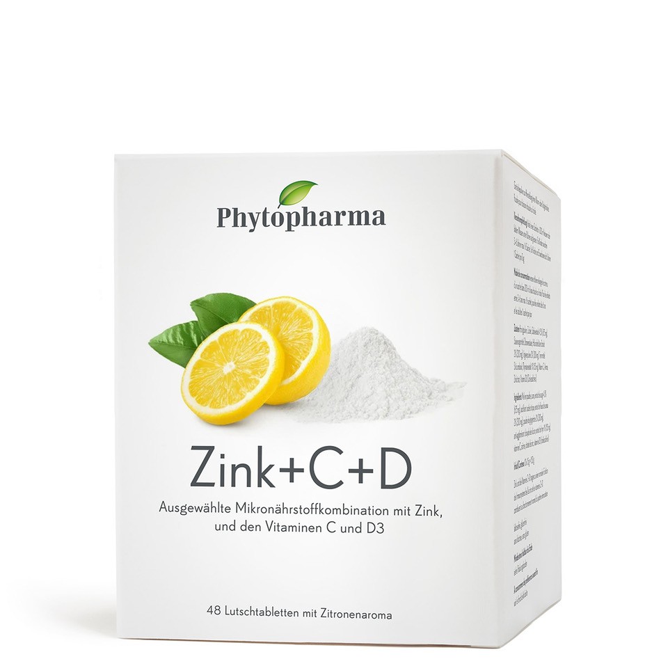 PHYTOPHARMA Zink + C + D<br>48 Stück, Beutel, Lutschtablette