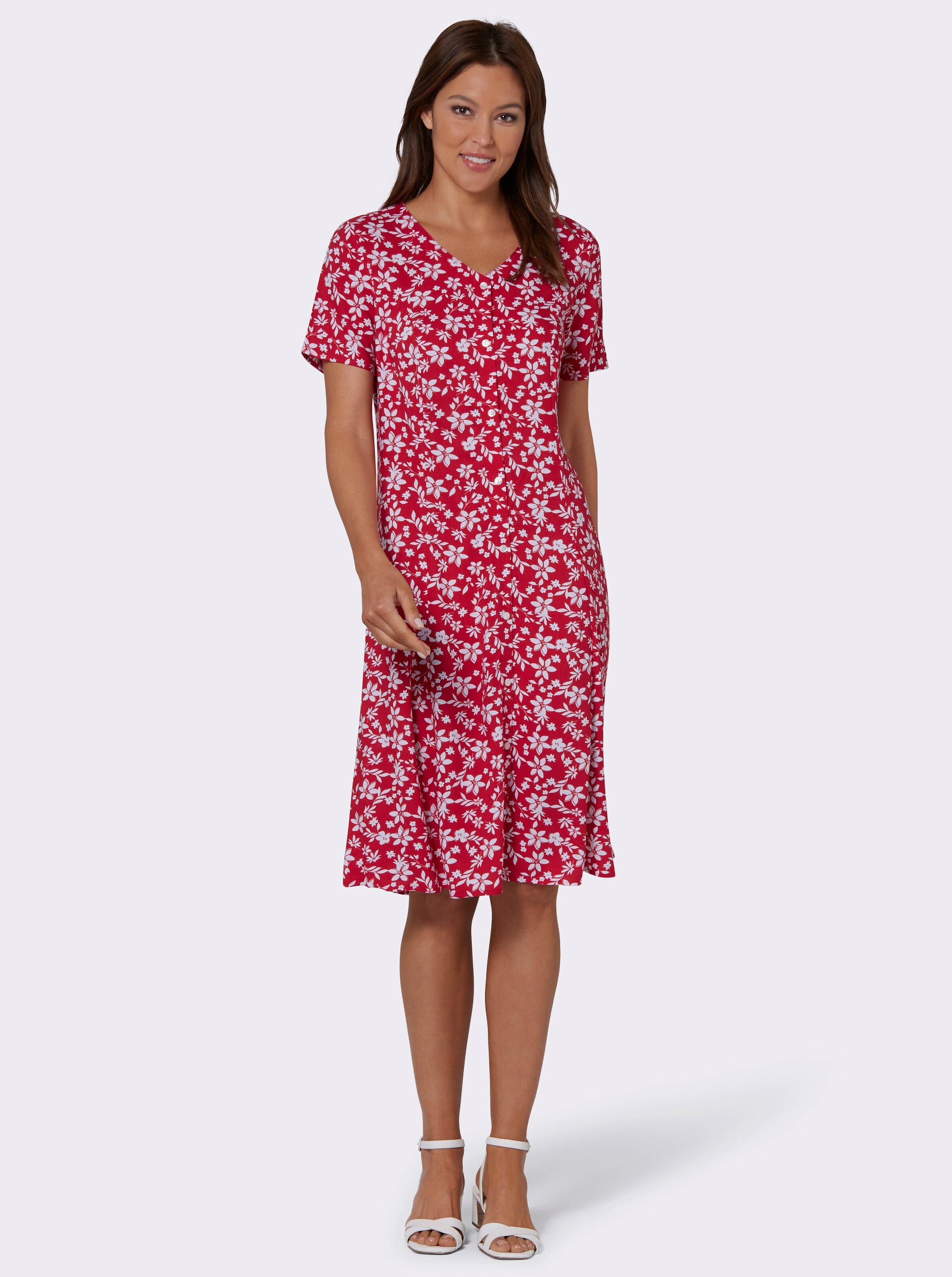 Blumenkleid in A-Linien-Form, reine Viskose