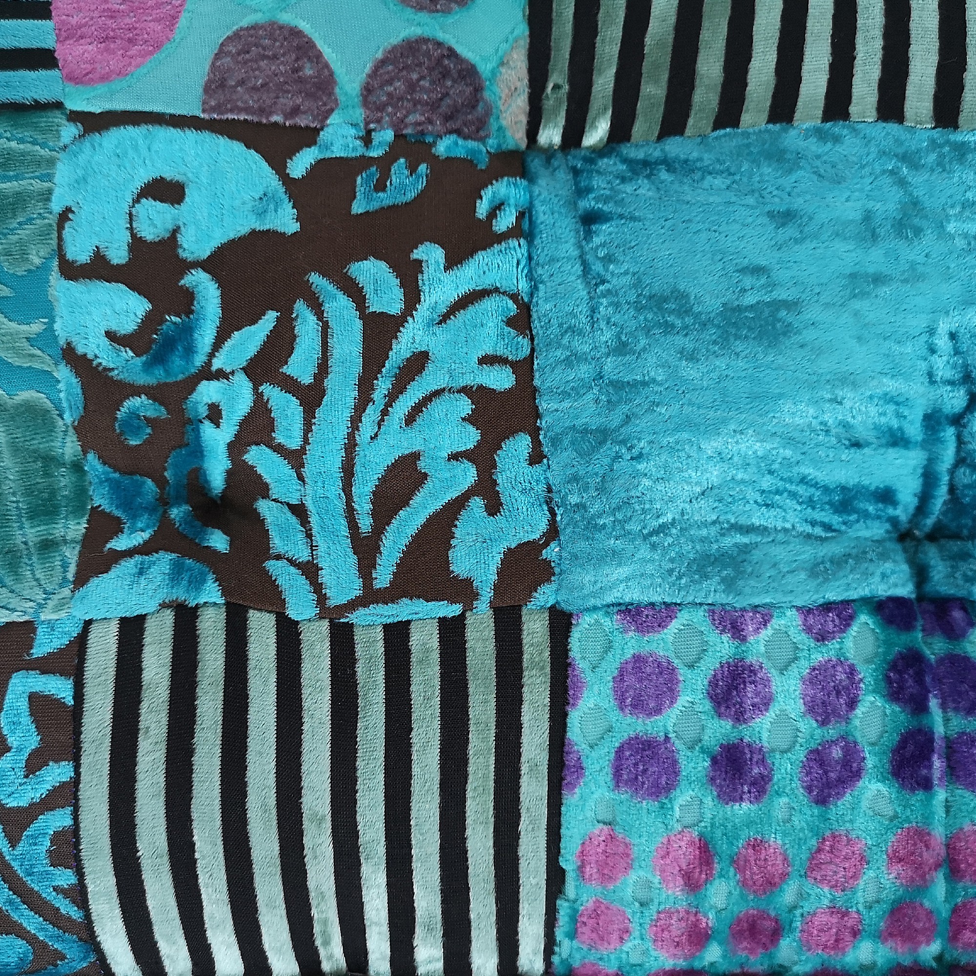 Sitzkissen Patchwork, türkis, T 45 cm, B 45 cm, H 10 cm von fischer's lagerhaus
