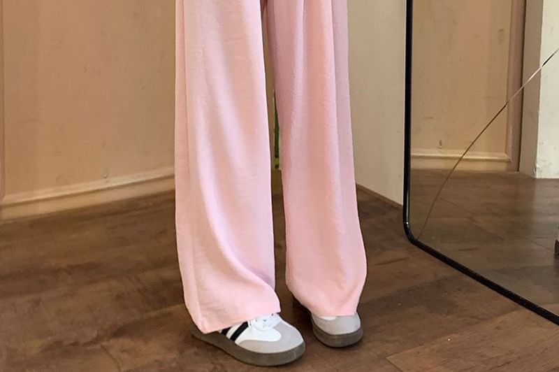 Metticus - Hoge taille effen wijde broek