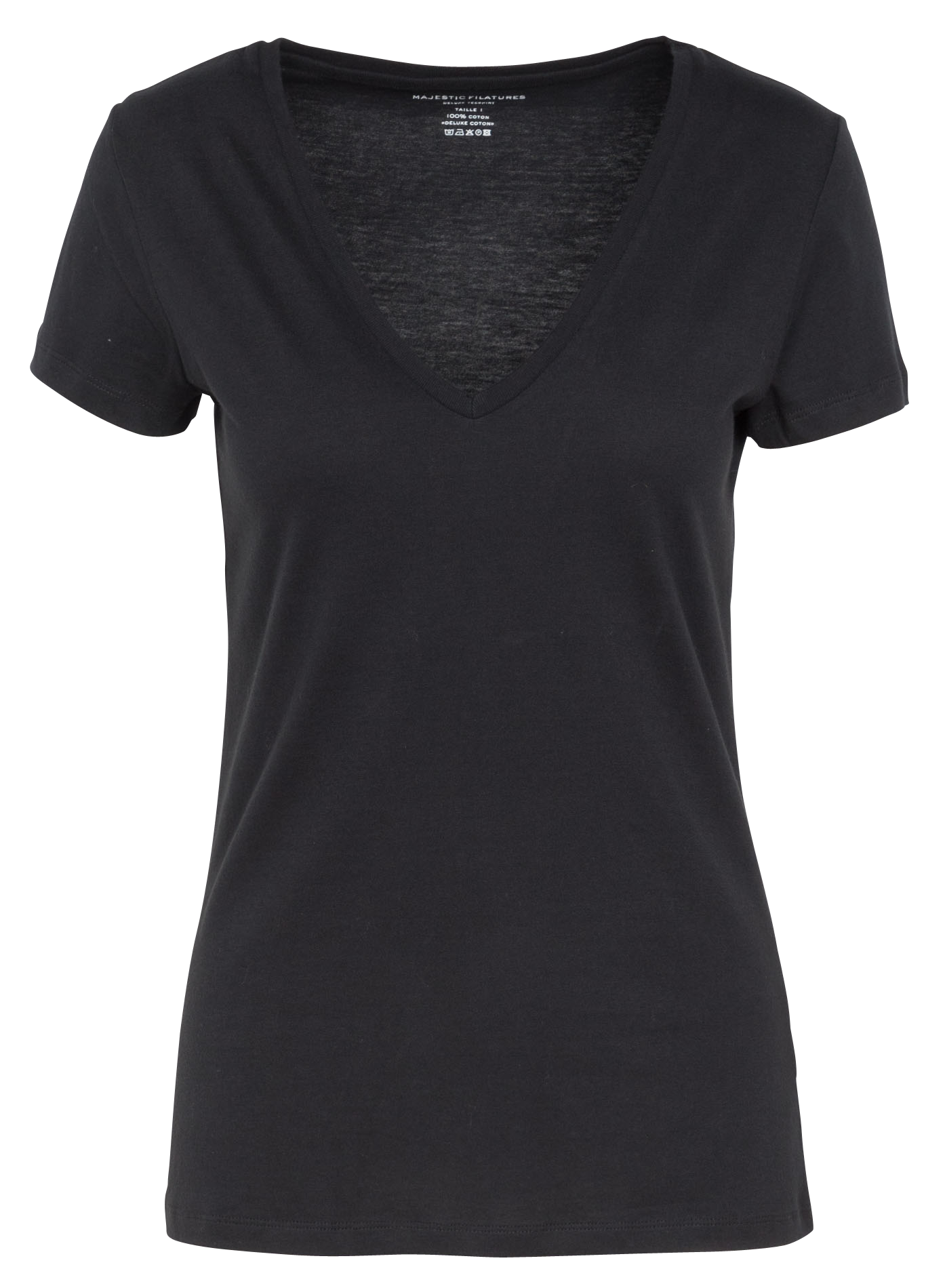 Tee-shirt col V en coton | Noir