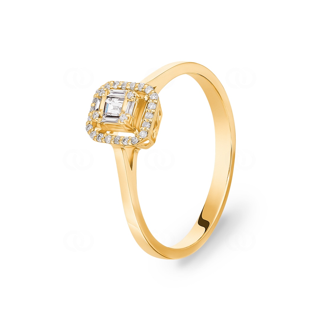 Verlobungsring 750/18 K Gelbgold mit Diamanten 0.16 ct. H/si