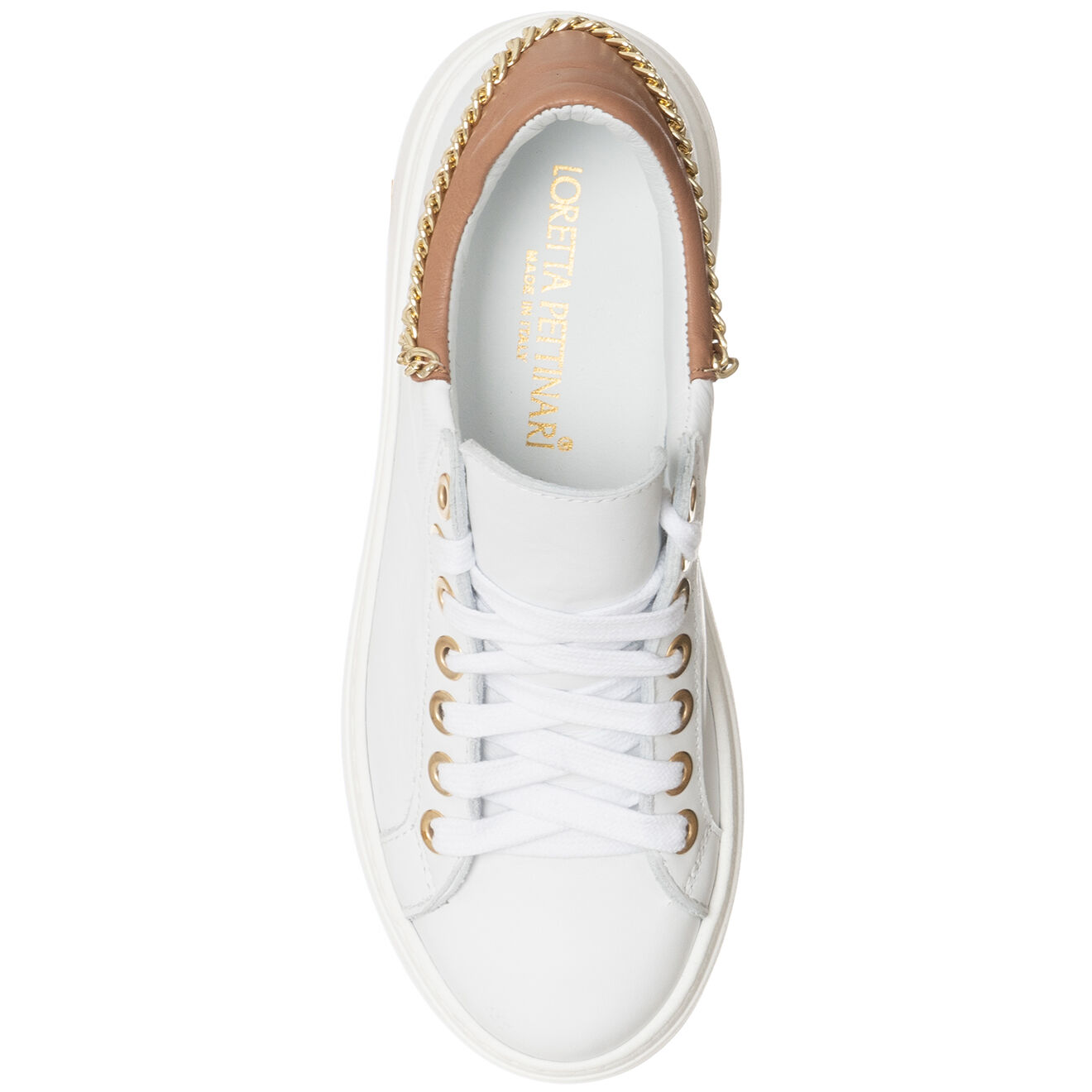 Loretta Pettinari Sneakers en Cuir Odena blanc/beige
