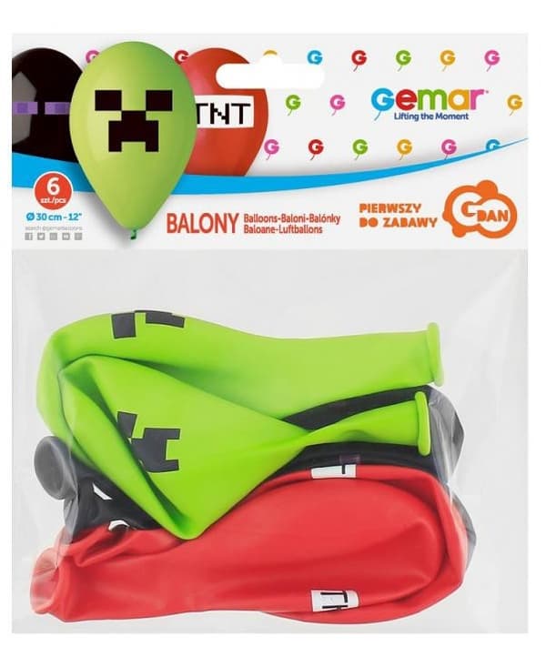 Minecraft Ballonger - Creeper, Enderman, TNT - 6 st