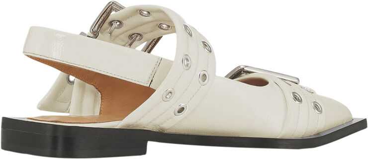 Ganni Feminine Buckle Ballerina Naplack Egret