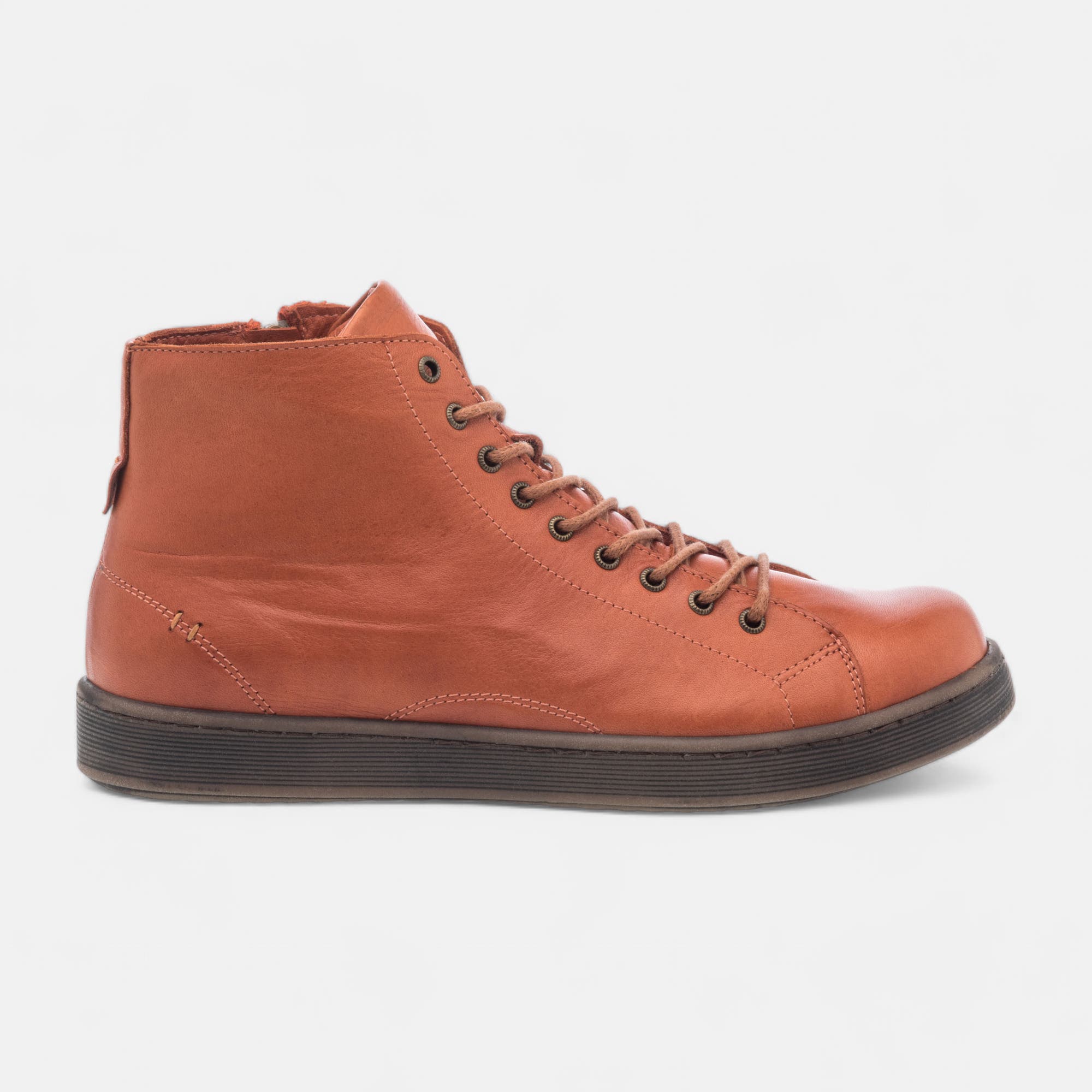 Baskets hautes Femme en cuir orange