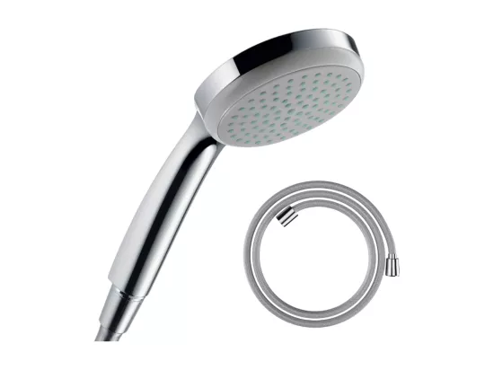Pommeau de douche HANSGROHE Croma 100 EcoSmart chromé + flexible de douche HANSGROHE Designflex 200 cm chromé