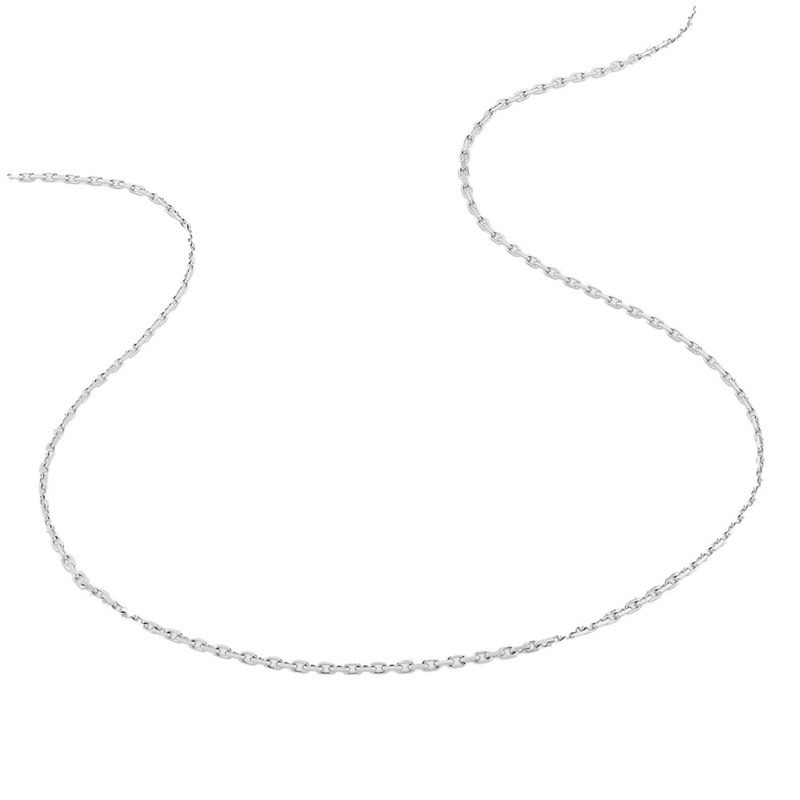 Chaîne mixte 40 cm - Maille Forçat diamanté - Or blanc 18 Carats - Largeur 1.45 mm
