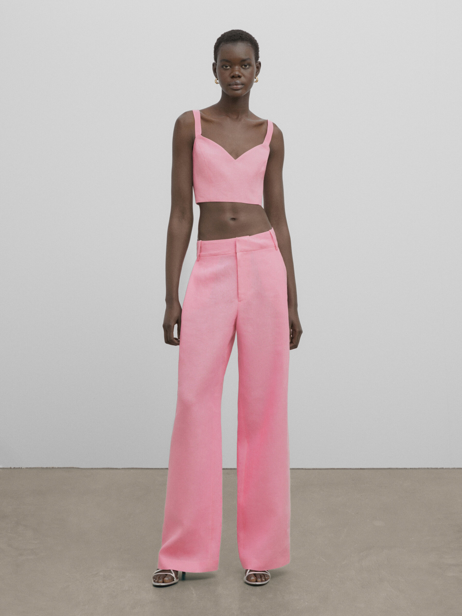 Top cropped de linho Tirantes - Studio - PINK
