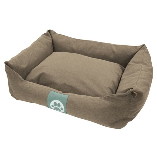 Cama almofadada bege para cachorro