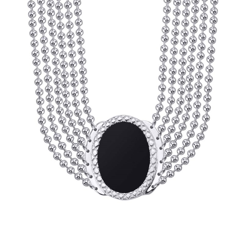 Collier Argent Jacky Chaine Boule Pierre Onyx
