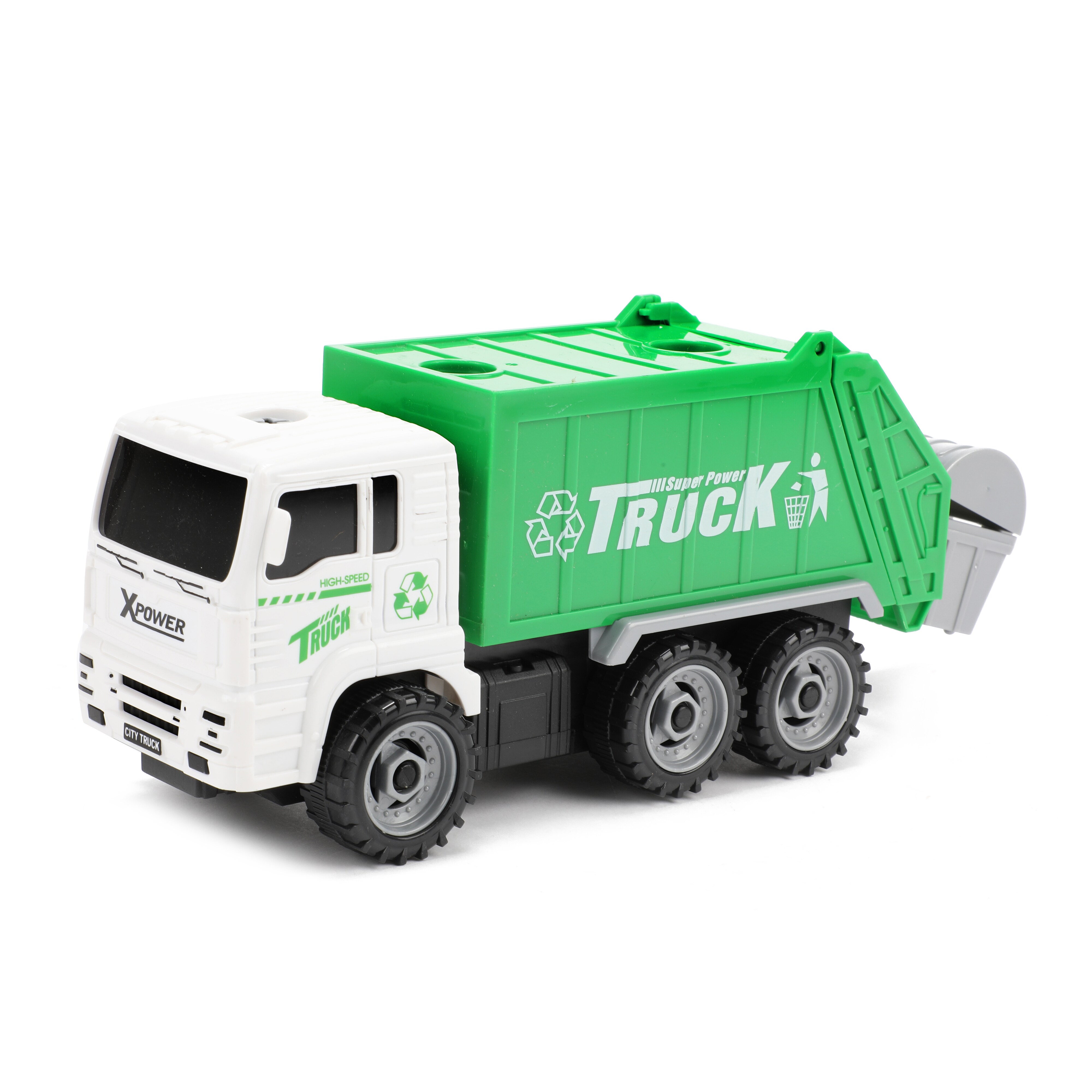 Toi-Toys - Spielzeuglastwagen - Müllwagen mit Mülltonnen Müllabfuhr Müllmann Fahrzeug Kinderspielzeug