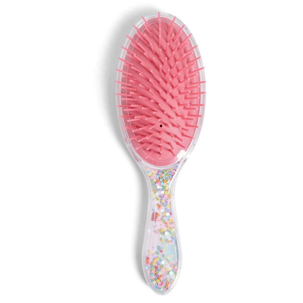 Brosse à cheveux enfant avec manche étoiles multicolores L21cm