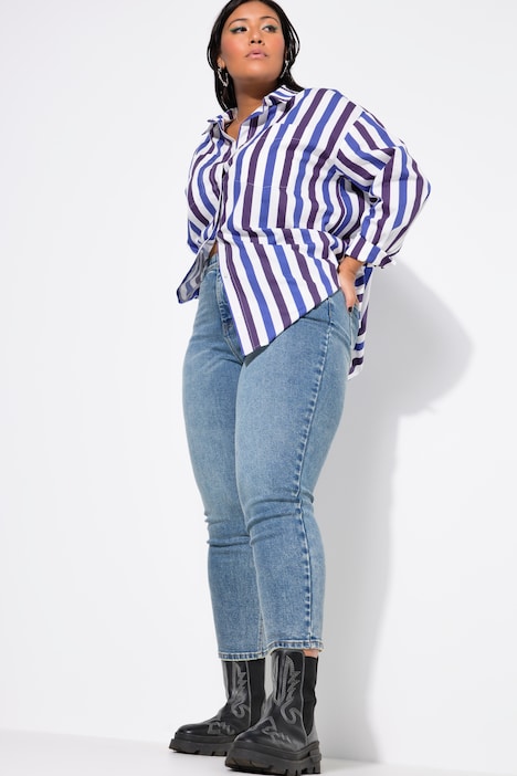 Mom-Jeans, wide Legs, 5-Pocket, Elastikbund