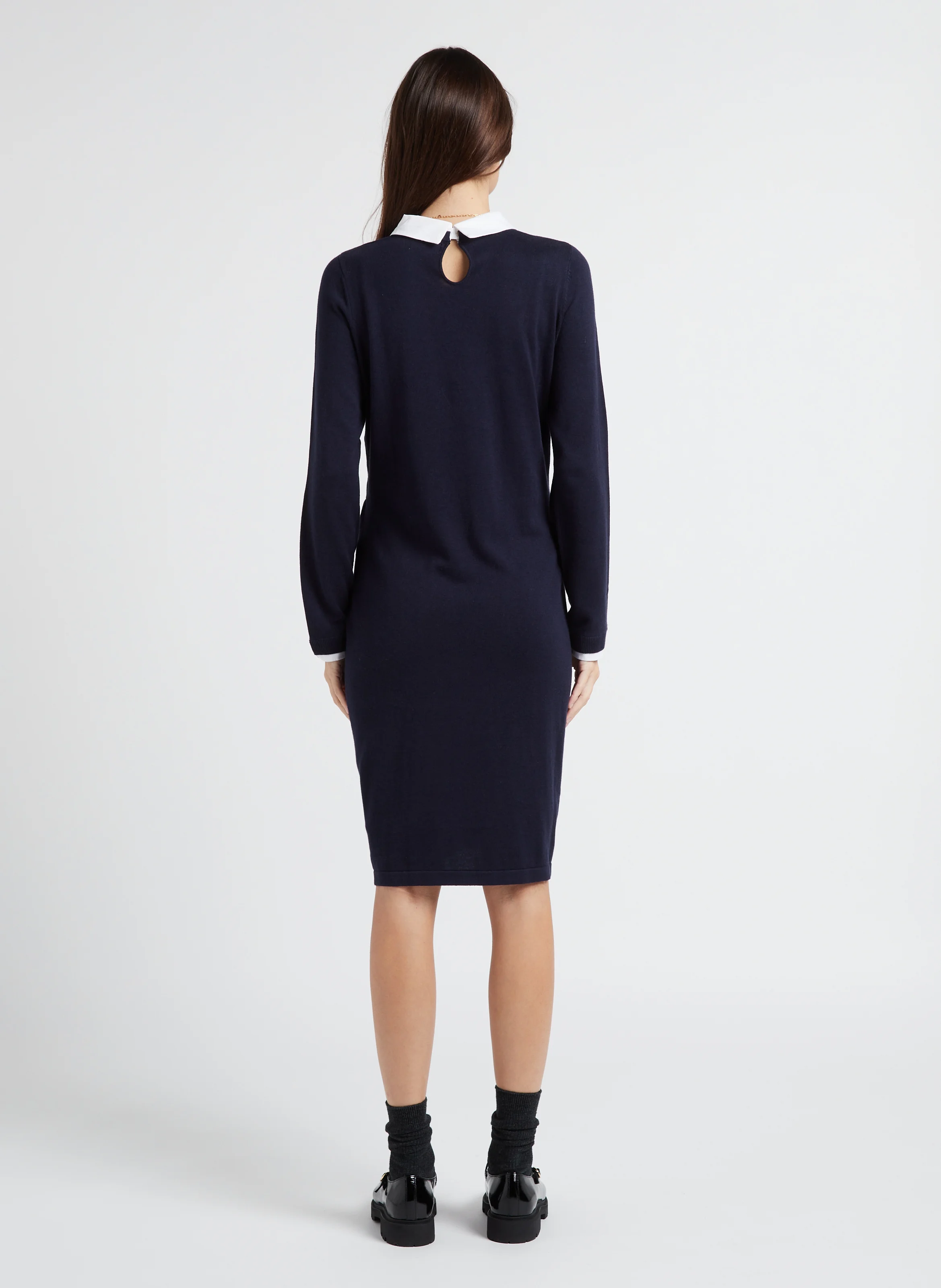 HARLENE - Robe pull de grossesse en coton mélangé | Bleu