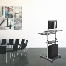 Poste de travail PC assis/debout à roulettes L 70.5 x P 70 cm hauteur réglable