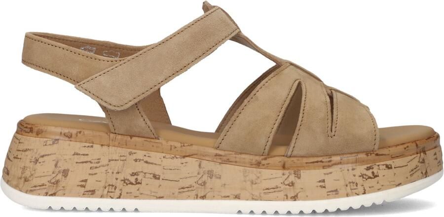Gabor Dames Sandalen met hak 742 Beige Suède Plateauzool