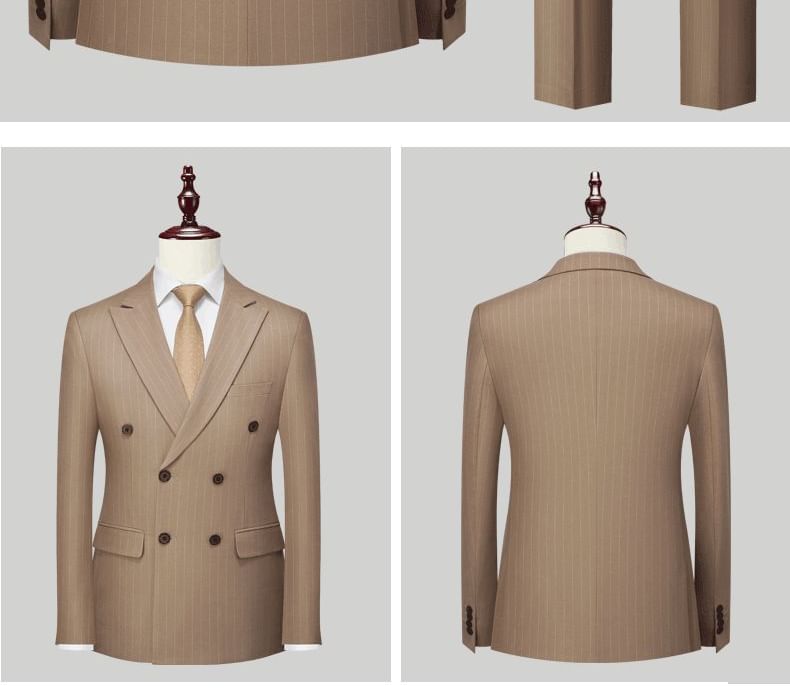 Oeps - Set: Reverskraag, krijtstreep, dubbelrijs blazer + middelhoge pantalon