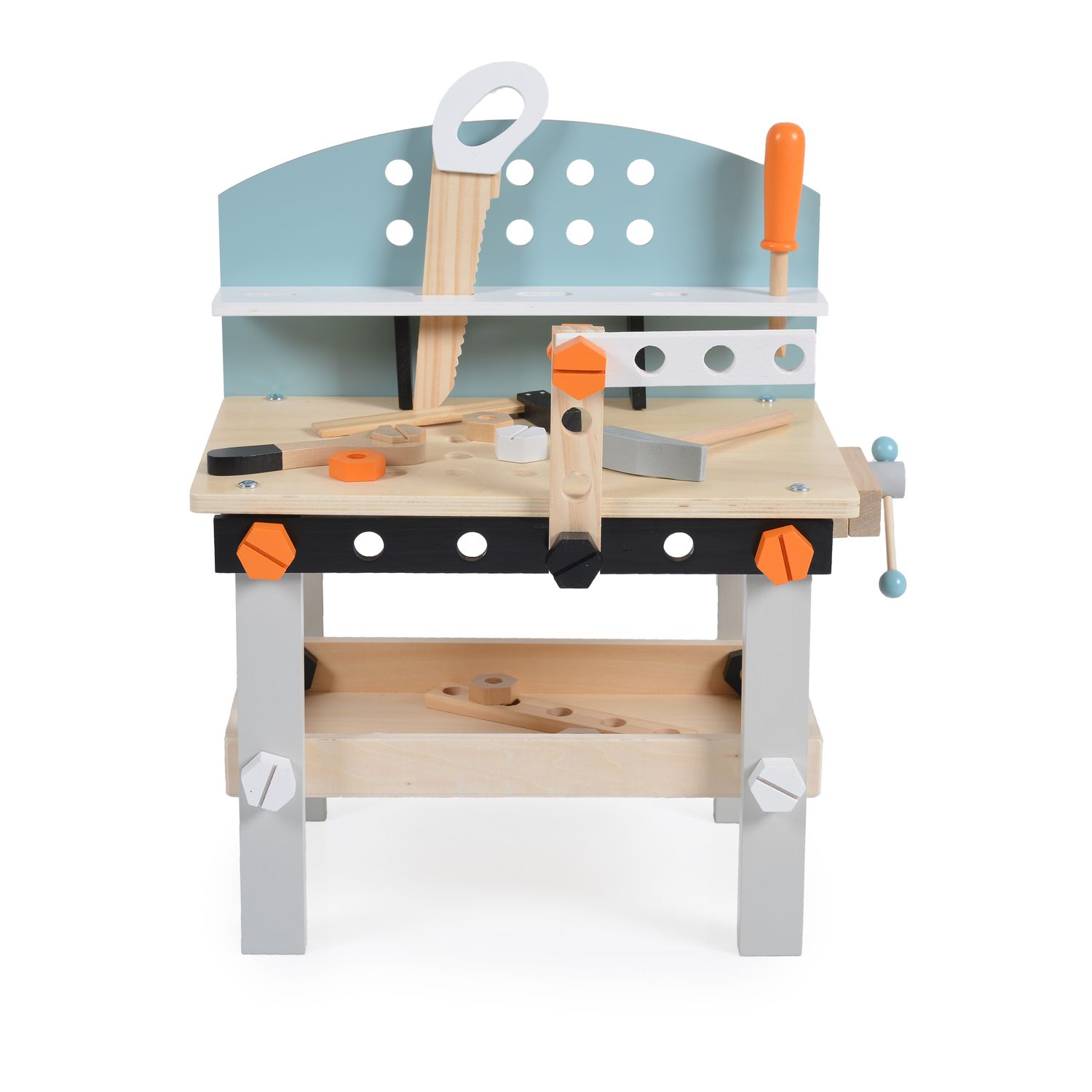 Moni Kinderwerkbank 1176 Holz Kinderwerkzeug, Säge, Hammer, Holzschrauben bunt