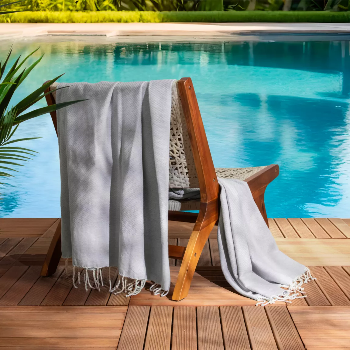 Fouta coton recyclé (200 x 200 cm) Ecume Grise