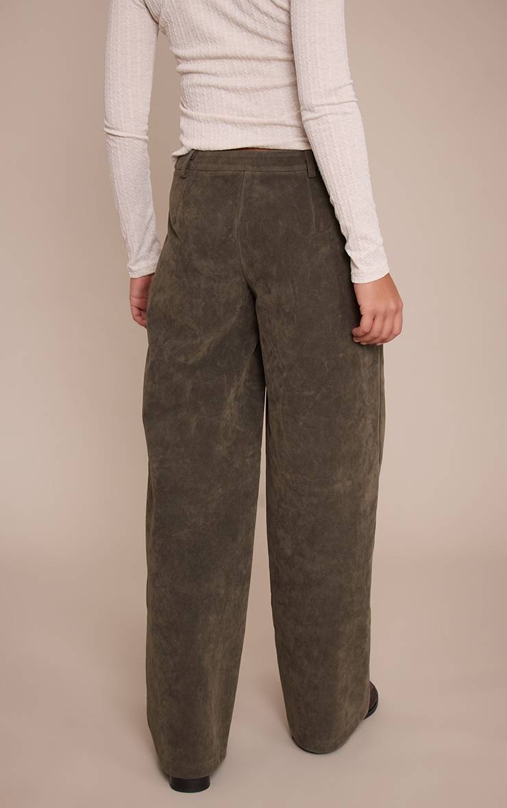 Kaki Pantalon Droit En Synthétique