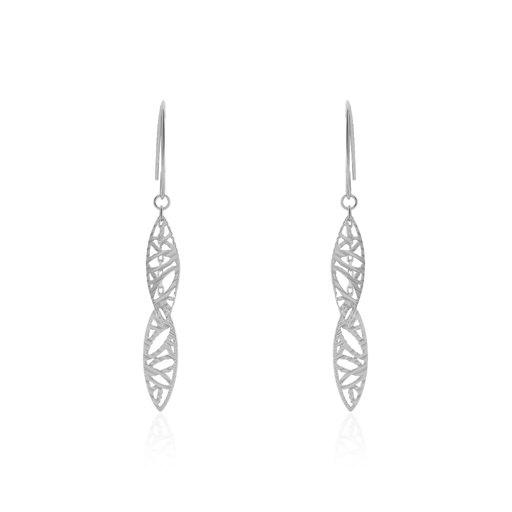 Boucles D'oreilles Pendantes Bartolomea Feuille Or Blanc