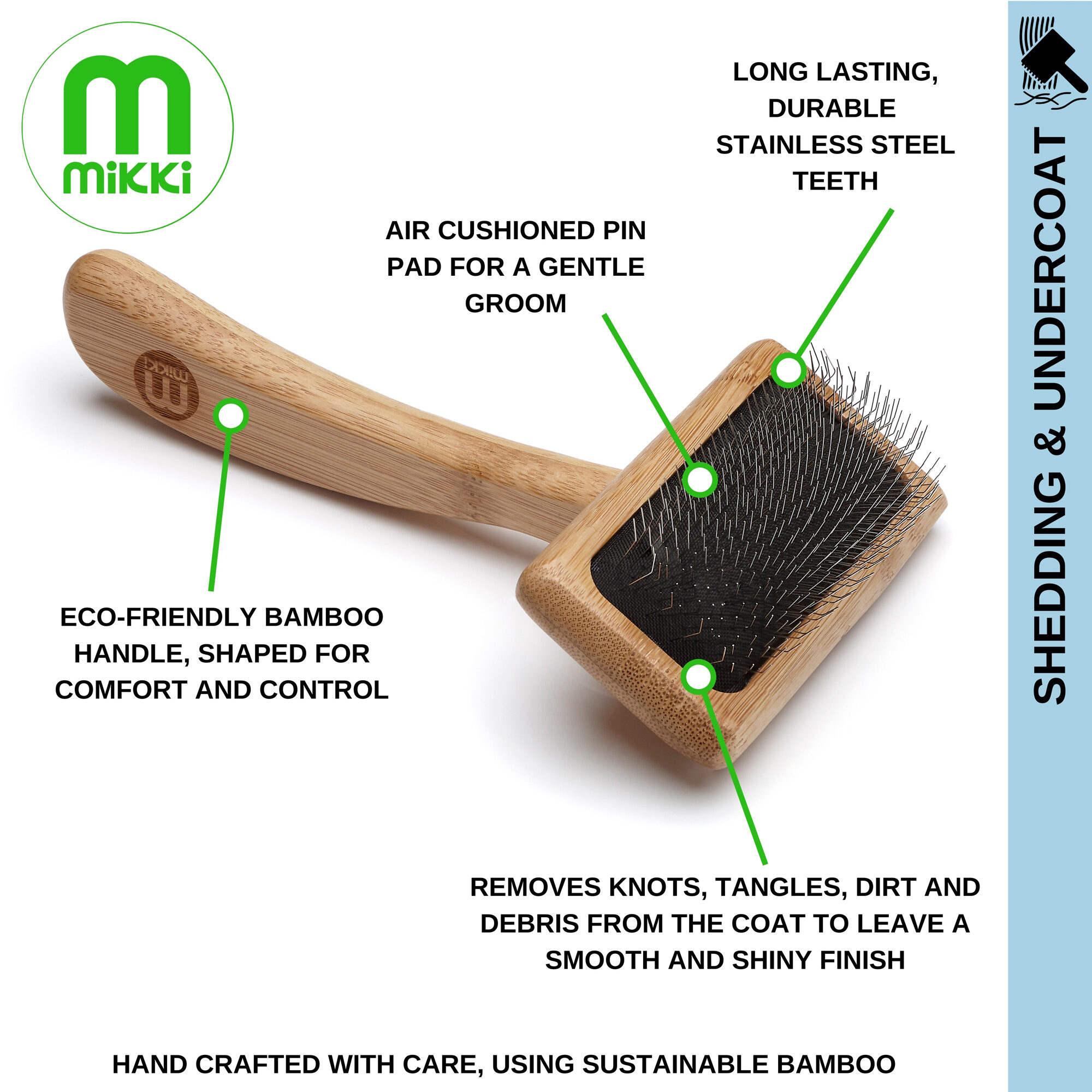 Mikki Bamboo Soft Pin Slicker